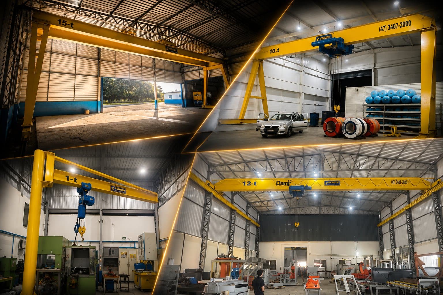 Pontes rolantes, pórticos e talhas elétricas fabricados pela Force Movimentação